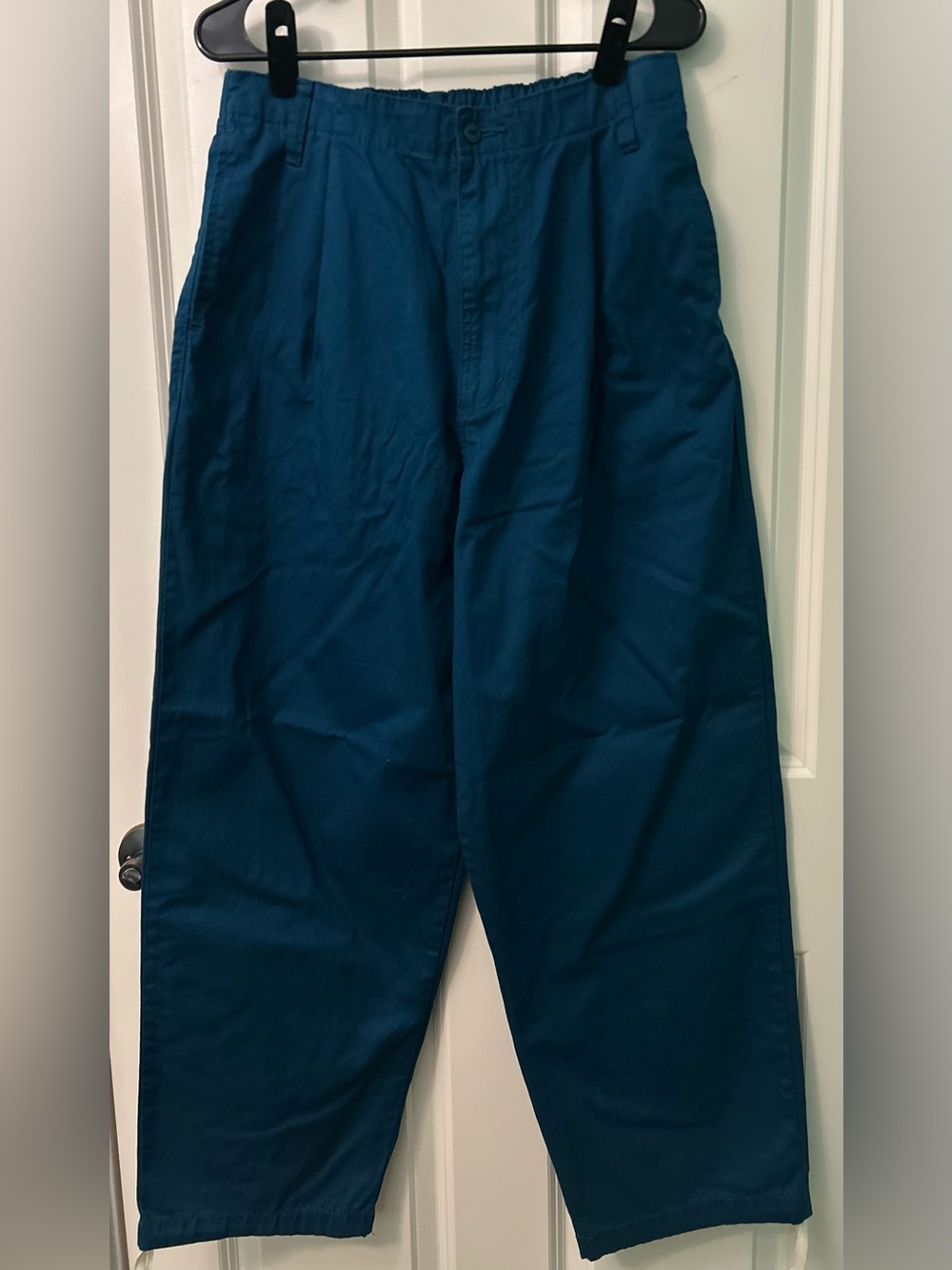 Urban Outfitters Blue Baggy Fit Trousers Elastic Back Drawstring Hem Jogger look